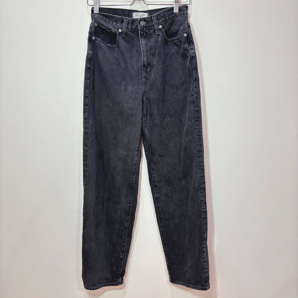 Madewell Baggy Straight Jeans Women 26 High Rise Black Wash Denim Grunge